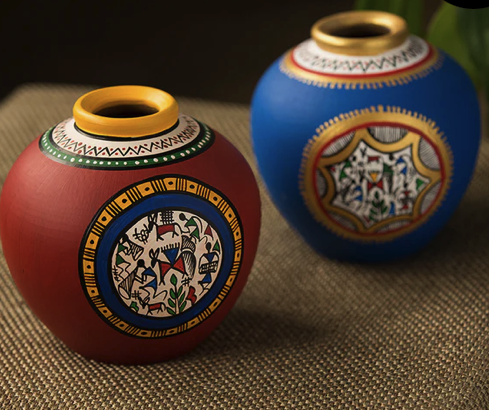 Hand painted terracotta pots